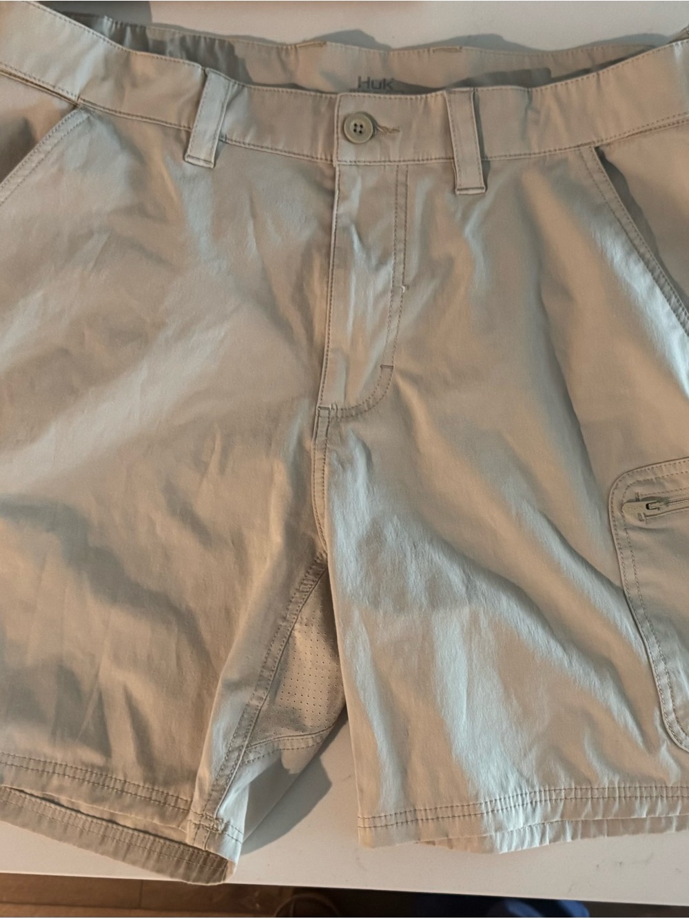 Huk Men's Tan Cargo Shorts with Zip Pocket